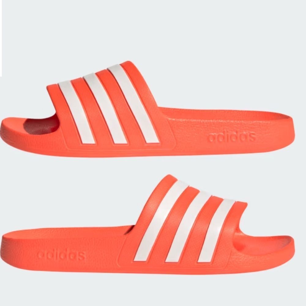 Adidas Adilette Aqua Slide Sandals- Solar Red/Cloud